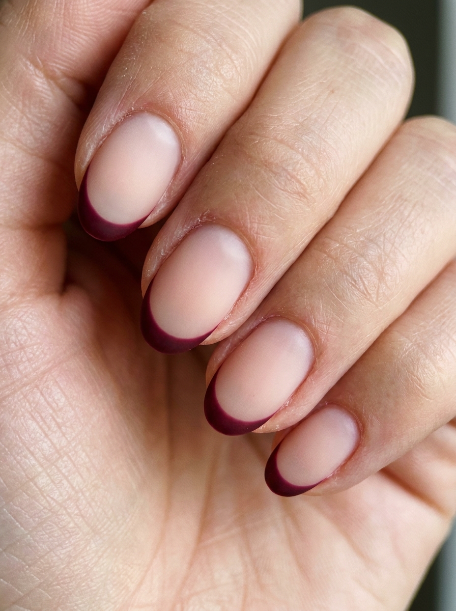 Matte Burgundy French als Matte Nägel Ideen Inspiration 2026